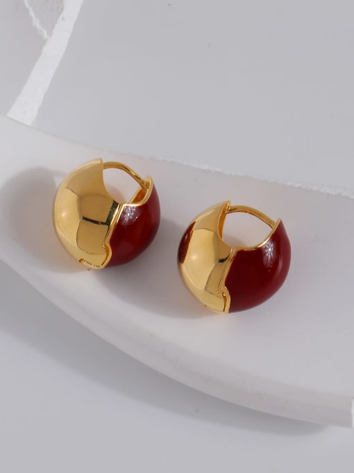 14k gold [red] Brass Enamel Geometric Trend Stud Earring